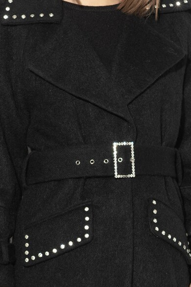 Silvian Heach Collection Gyapjútartalmú kabát strasszköves rátétekkel női