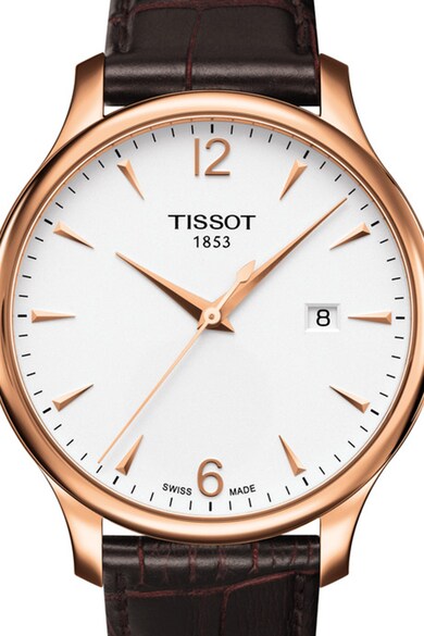 Tissot Овален часовник с кожена каишка Мъже