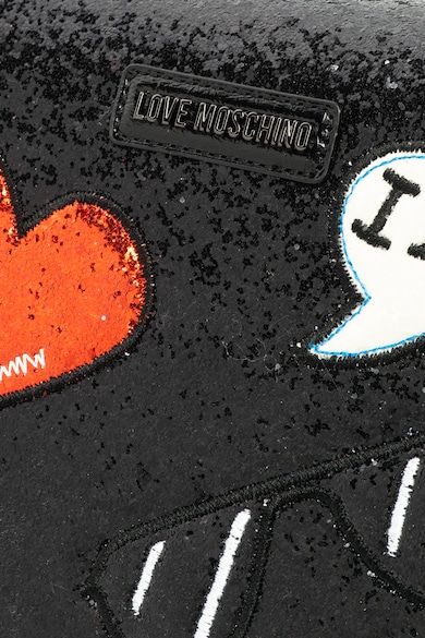 Love Moschino Csillámos hatású műbőr válltáska foltrátétekkel női