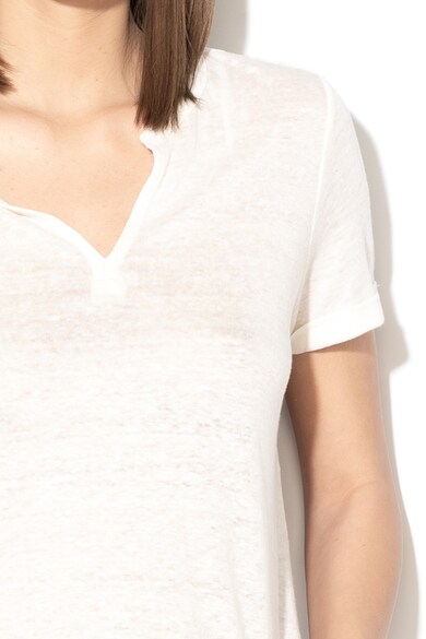Esprit V-nyakú lenvászon póló női