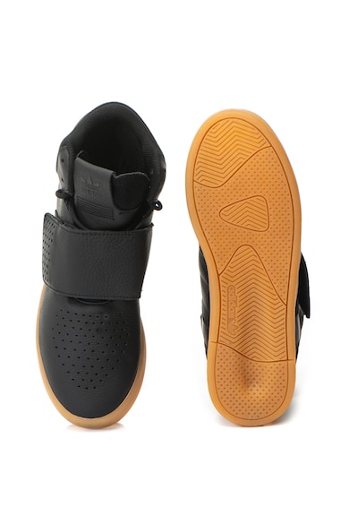 adidas Originals Pantofi sport mid-high de piele, cu banda Tubular Invader Barbati