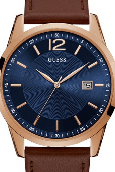 GUESS Ceas rotund cu o curea de piele Barbati