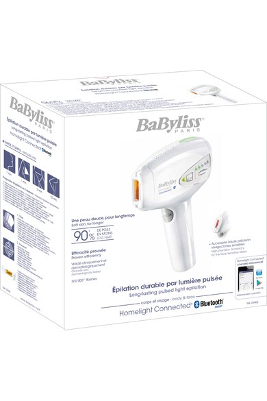 BaByliss Epilator  IPL Homelight , 300.000 impulsuri, Bluetooth, Alb Femei