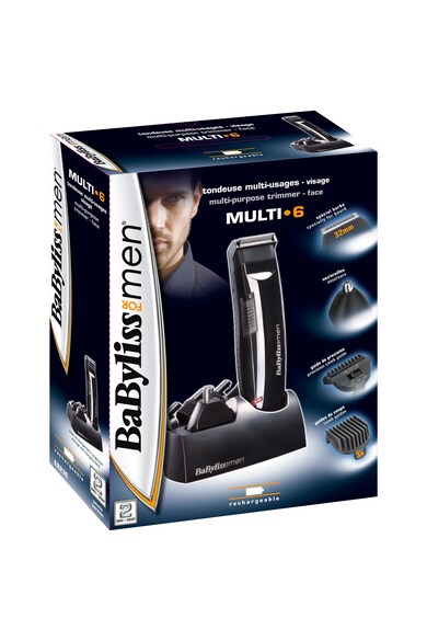 BaByliss Aparat de tuns barba si parul 6 in 1,  Multi6 , utilizare fara fir, autonomie 30 minute, 6 accesorii, Negru Barbati