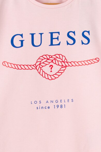 GUESS JEANS Tricou cu imprimeu logo si terminatie asimetrica Fete