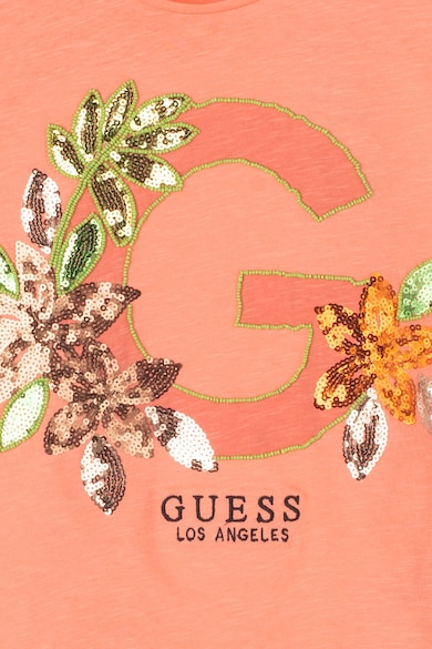 GUESS JEANS Top din bumbac cu margele si franjuri laterale Fete