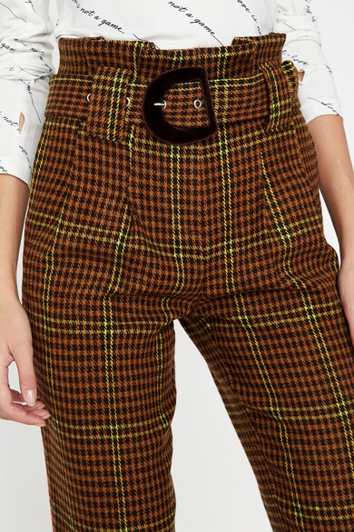 KOTON 1  Pantaloni cu talie inalta si model houndstooth Femei