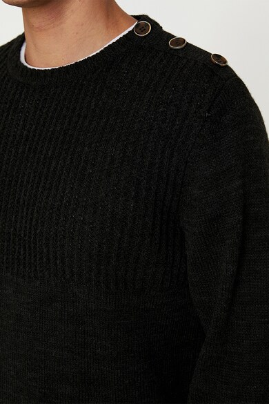 KOTON Kerek nyakú pulóver bordázott részletekkel férfi