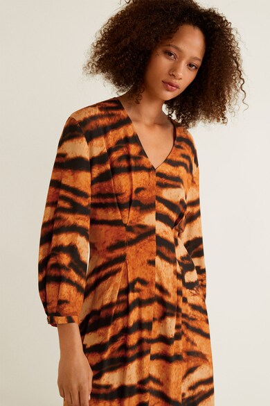 Mango Rochie cu decolteu in V si animal print Huna Femei