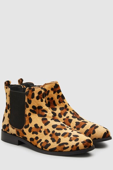 NEXT Ghete Chelsea de piele cu par scurt, cu animal print Femei