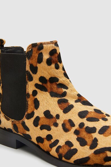 NEXT Ghete Chelsea de piele cu par scurt, cu animal print Femei