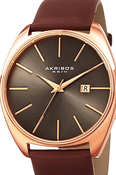 AKRIBOS XXIV Akribos, Аналогов часовник с кожена каишка Мъже