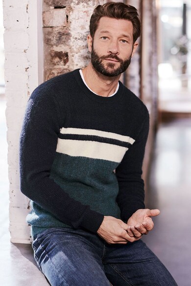 NEXT Colourblock kötött pulóver férfi