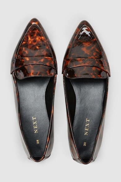 NEXT Pantofi loafer de piele ecologica cu aspect lacuit si animal print Femei