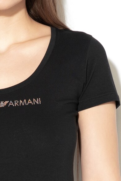 Emporio Armani Underwear Tricou de casa, cu logo cu strasuri Femei