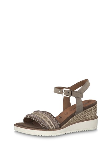 Tamaris Sandale wedge de piele si material textil Femei