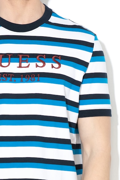 GUESS JEANS Раирана тениска с бродирано лого Мъже