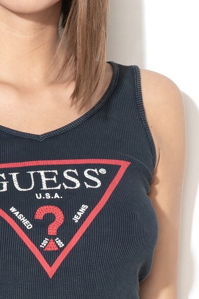 GUESS JEANS Logómintás bordázott trikó női