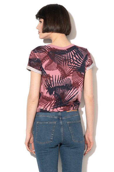 G-Star RAW Tricou din bumbac organic, cu imprimeu abstract si slit lateral Yiva Femei