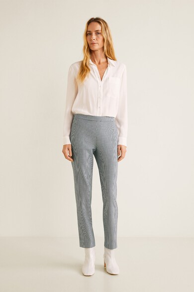 Mango Pantaloni crop straight fit in carouri Crepe Femei