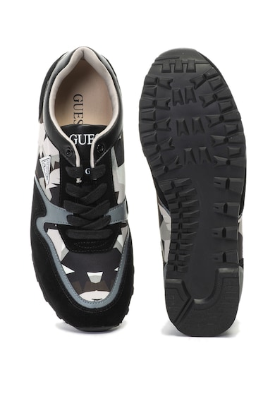 GUESS Geometriai mintás sneakers cipő nyersbőr betétekkel férfi