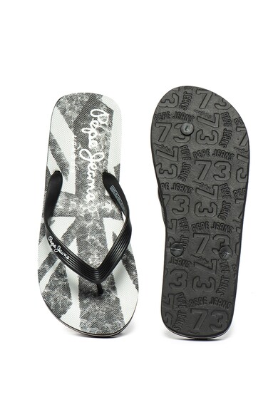 Pepe Jeans London Papuci flip flop cu model si logo stantat Barbati