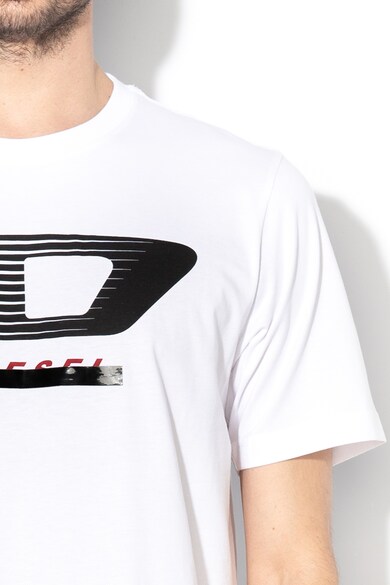 Diesel Tricou cu decolteu la baza gatului si imprimeu logo T-Just Barbati