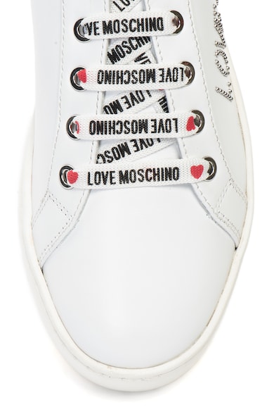 Love Moschino Pantofi sport de piele cu logo cu margele Femei