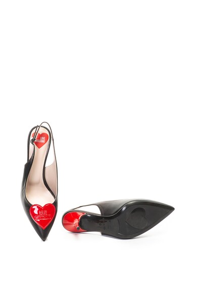 Love Moschino Кожени обувки с отворена пета и лого Жени