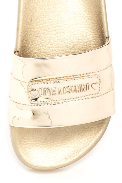 Love Moschino Papuci cu talpa joasa cu aspect metalizat si aplicatie logo metalica Femei