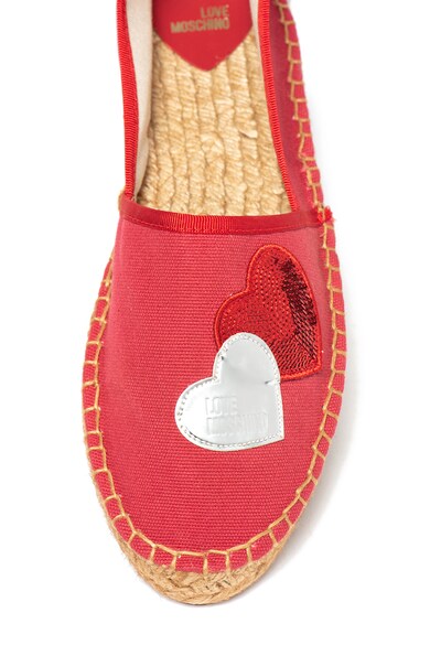 Love Moschino Espadrile slip-on din material textil cu aplicatii in forma de inima Femei