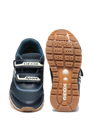 Geox Pantofi sport de piele ecologica si material textil, cu velcro Pavel Baieti