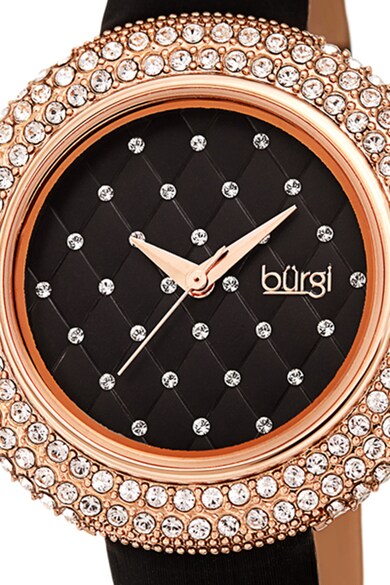 BURGI Часовник с кожена каишка със сатинирано покритие и Swarowski Жени