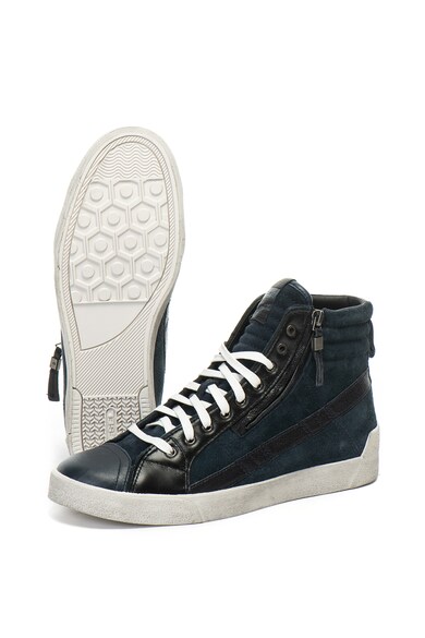 Diesel Pantofi sport mid-hi de piele intoarsa si piele String Plus Barbati