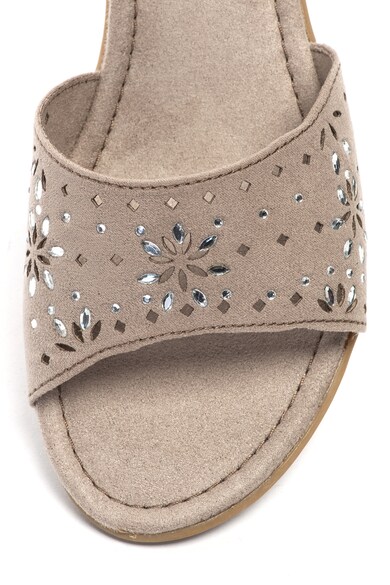 Jana Shoes Sandale de piele intoarsa ecologica, cu bareta pe glezna si perforatii Femei