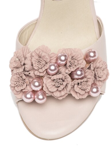 Jana Shoes Sandale de piele decorate cu perle sintetice si flori Femei
