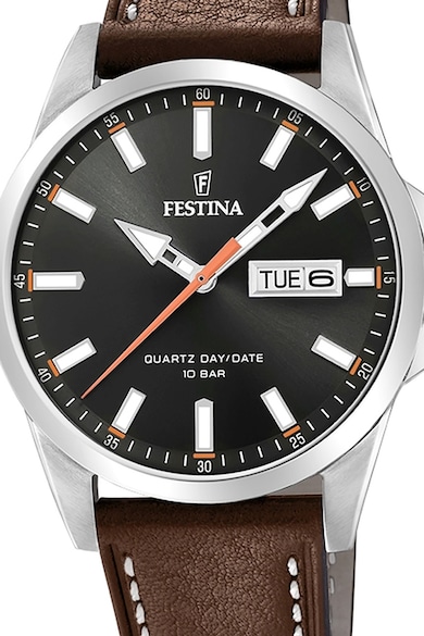 Festina Ceas rotund cu o curea de piele Barbati