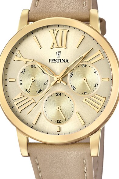 Festina Мултифункционален часовник с кожена каишка Жени