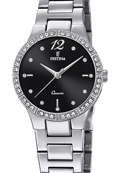 Festina Ceas de otel inoxidabil decorat cu cristale Femei