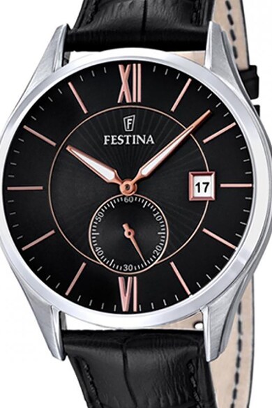 Festina Ceas rotund cu o curea de piele Barbati