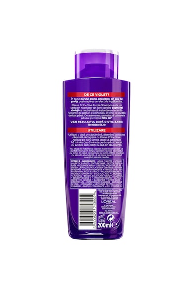 L'Oreal Paris Sampon  Elseve Color Vive Purple pentru par blond/gri, 200 ml Femei