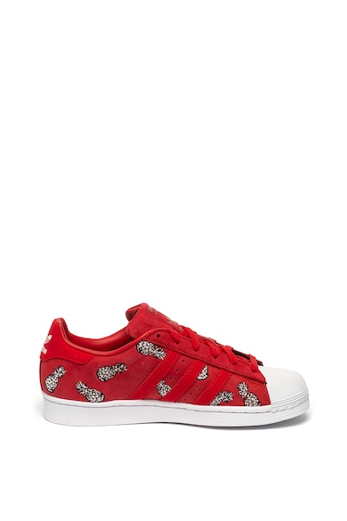 adidas Originals Pantofi sport de piele nabuc cu broderii ananas Superstar Femei