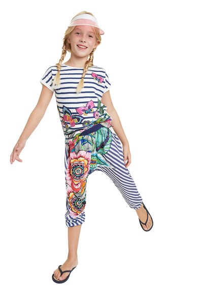 DESIGUAL Pantaloni cu model in dungi si talie elastica Fete