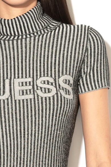 GUESS JEANS Bluza cu guler inalt si model in dungi Femei