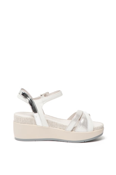 Lumberjack Sandale wedge de piele si piele ecologica Blanche Femei