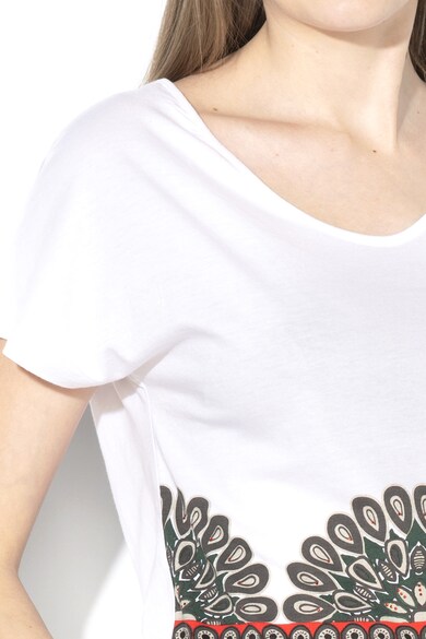 DESIGUAL Uma modáltartalmú V-nyakú póló strasszkövekkel női