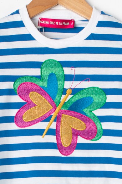 Agatha Ruiz de la Prada Tricou cu aplicatie pe piept cu fluture Summer Lines Fete