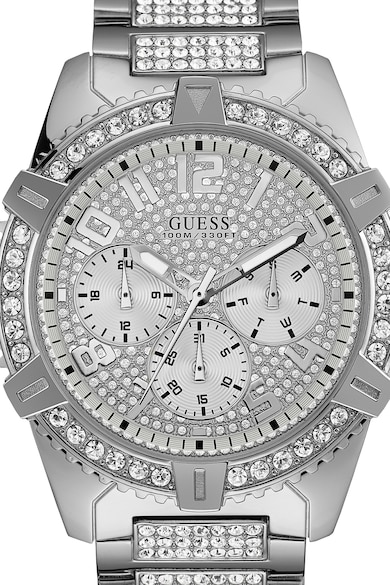 GUESS Ceas analog decorat cu cristale , Argintiu Barbati