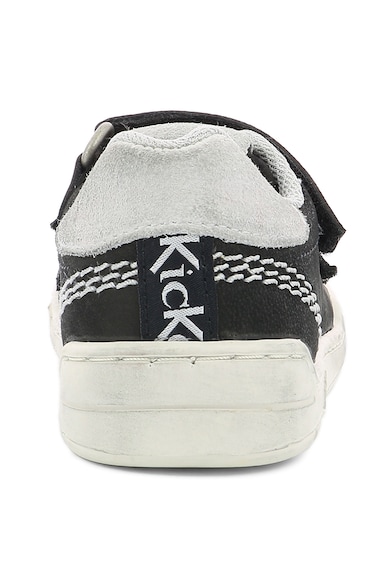 Kickers kids Pantofi sport de piele nabuc si piele intoarsa, cu velcro Fete