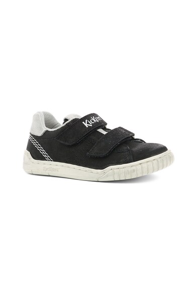 Kickers kids Pantofi sport de piele nabuc si piele intoarsa, cu velcro Baieti